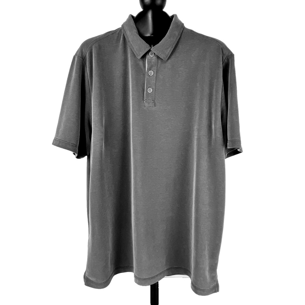 Tommy Bahama Polo Shirt Mens XL Short Sleeve Gray Textured Easy Care Golf Casual